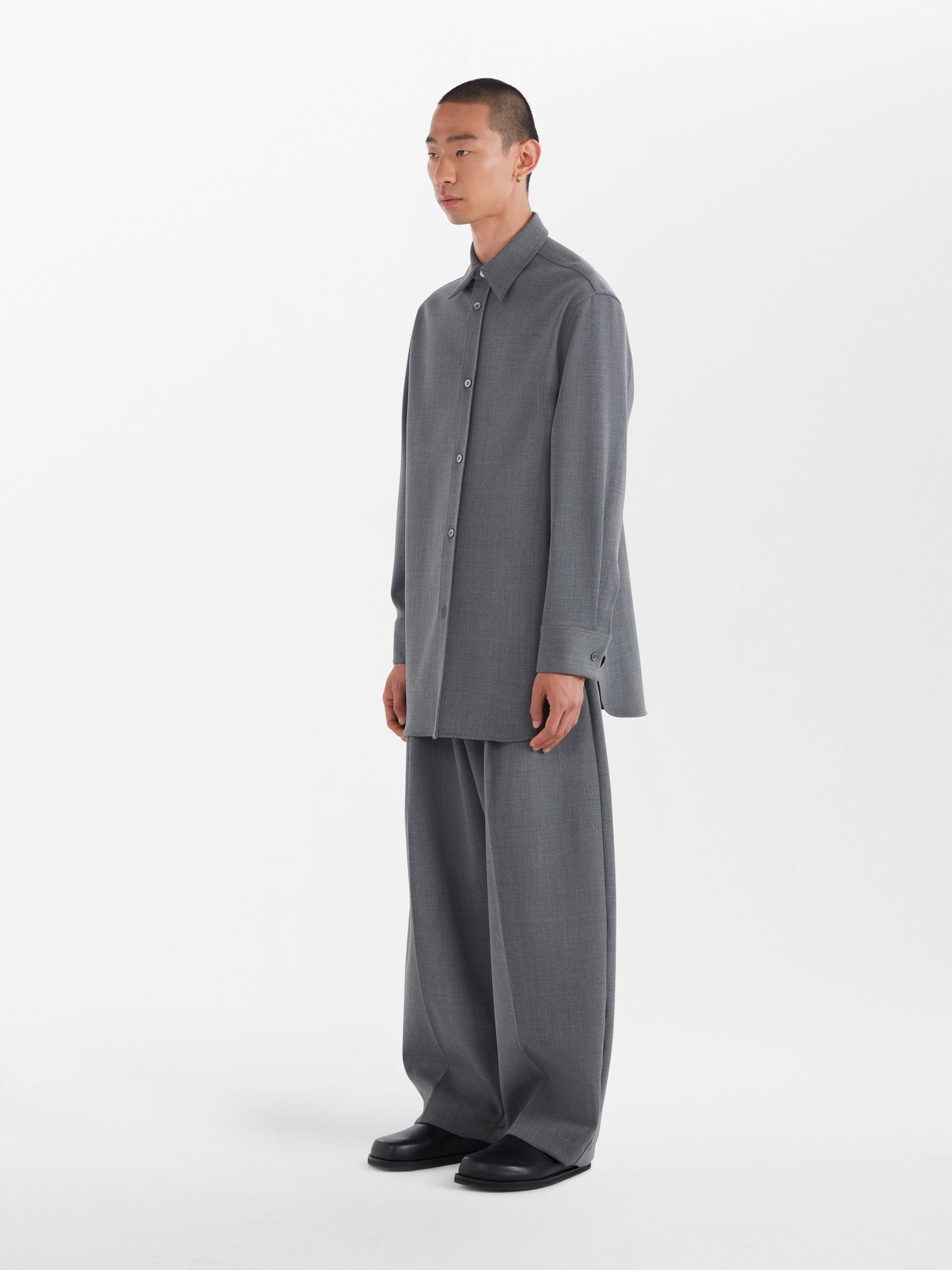 トップス STUDIO NICHOLSON AKAKO SHIRT XS Studio Nicholson Akako Shirt Grey Marl