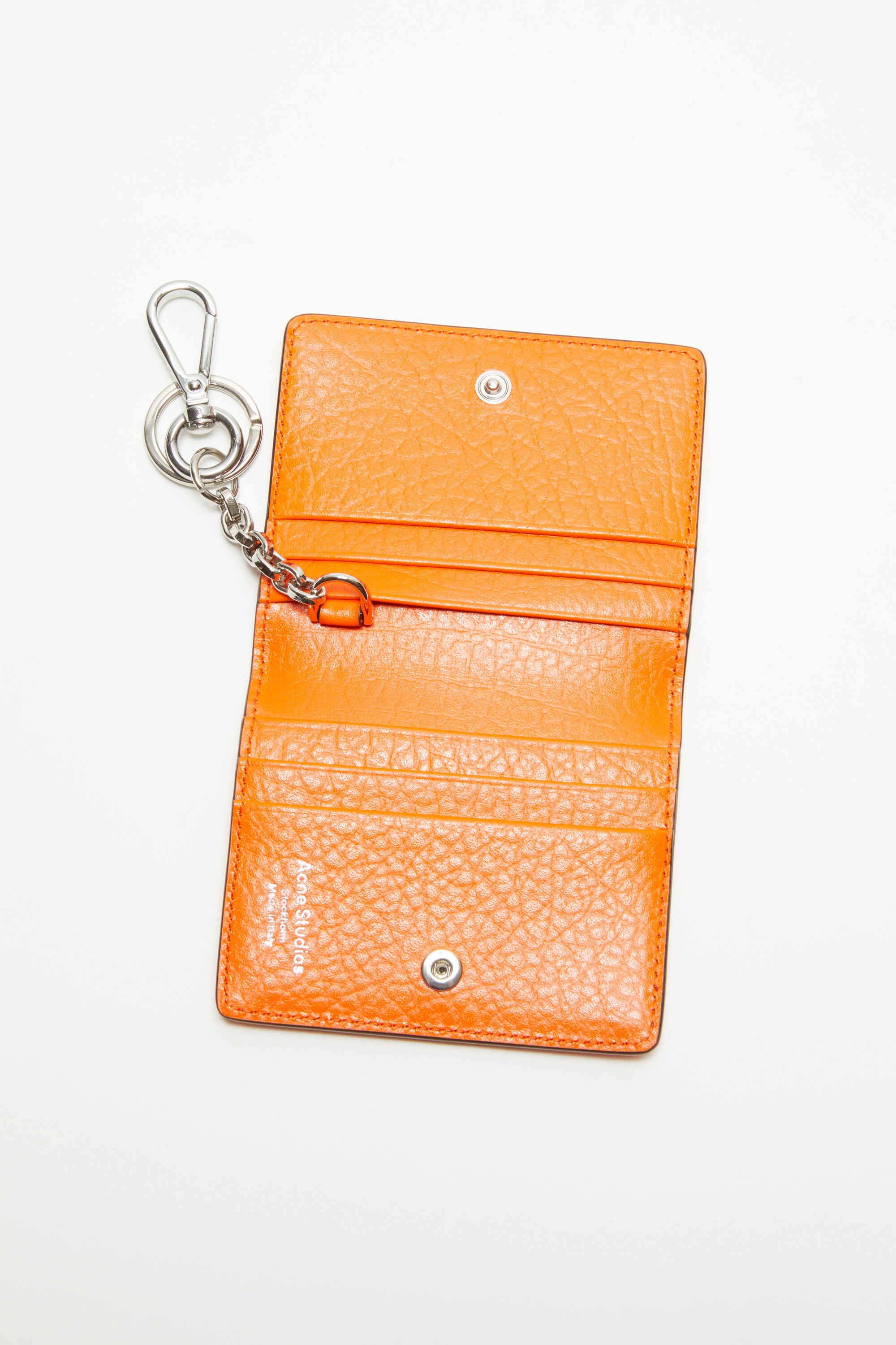 Folded leather wallet - Bright orange - 6