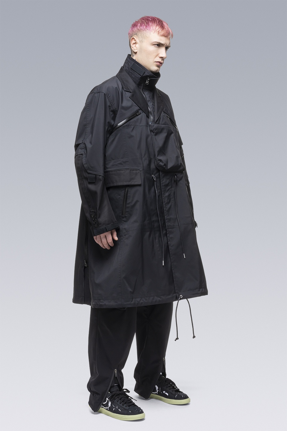 SAC-J2760 sacai / ACRONYM Trench Coat Black - 2