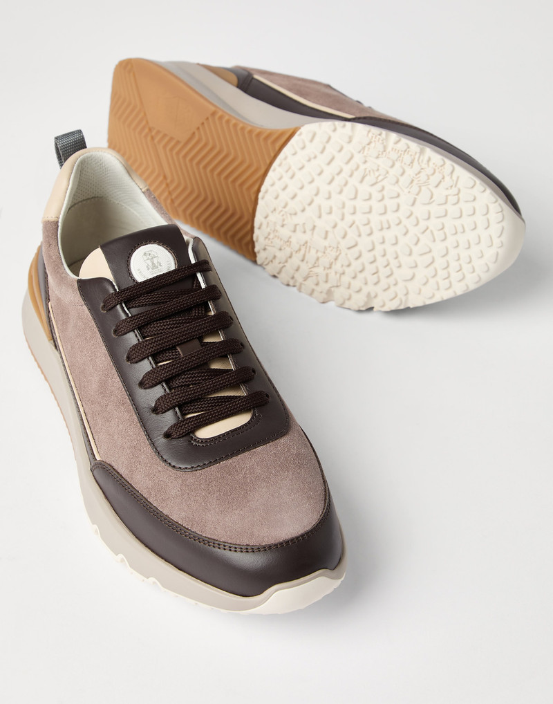 Washed suede and semi-polished calfskin runners 3