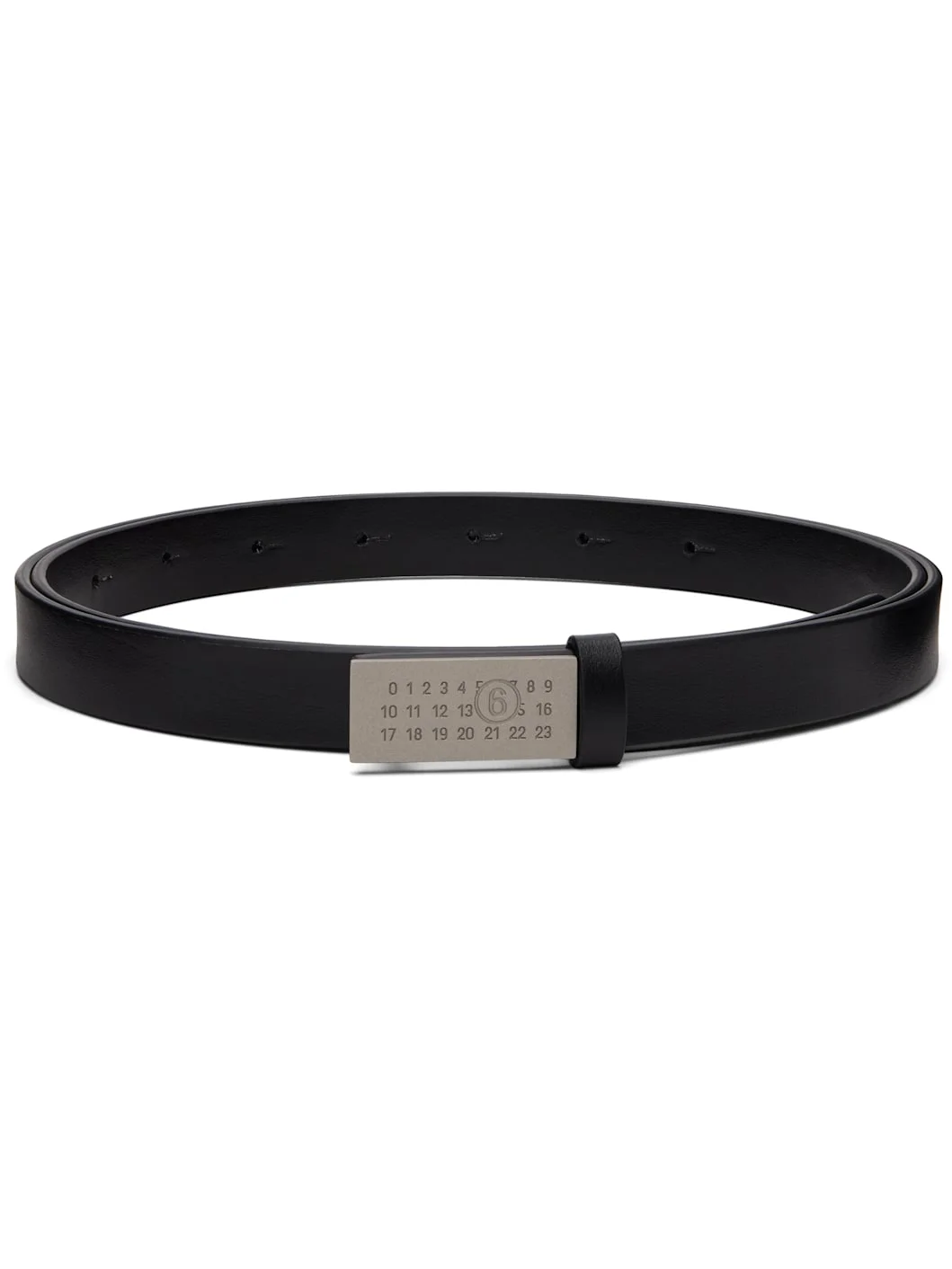 Black Numeric Mini Calf Leather Belt - 1