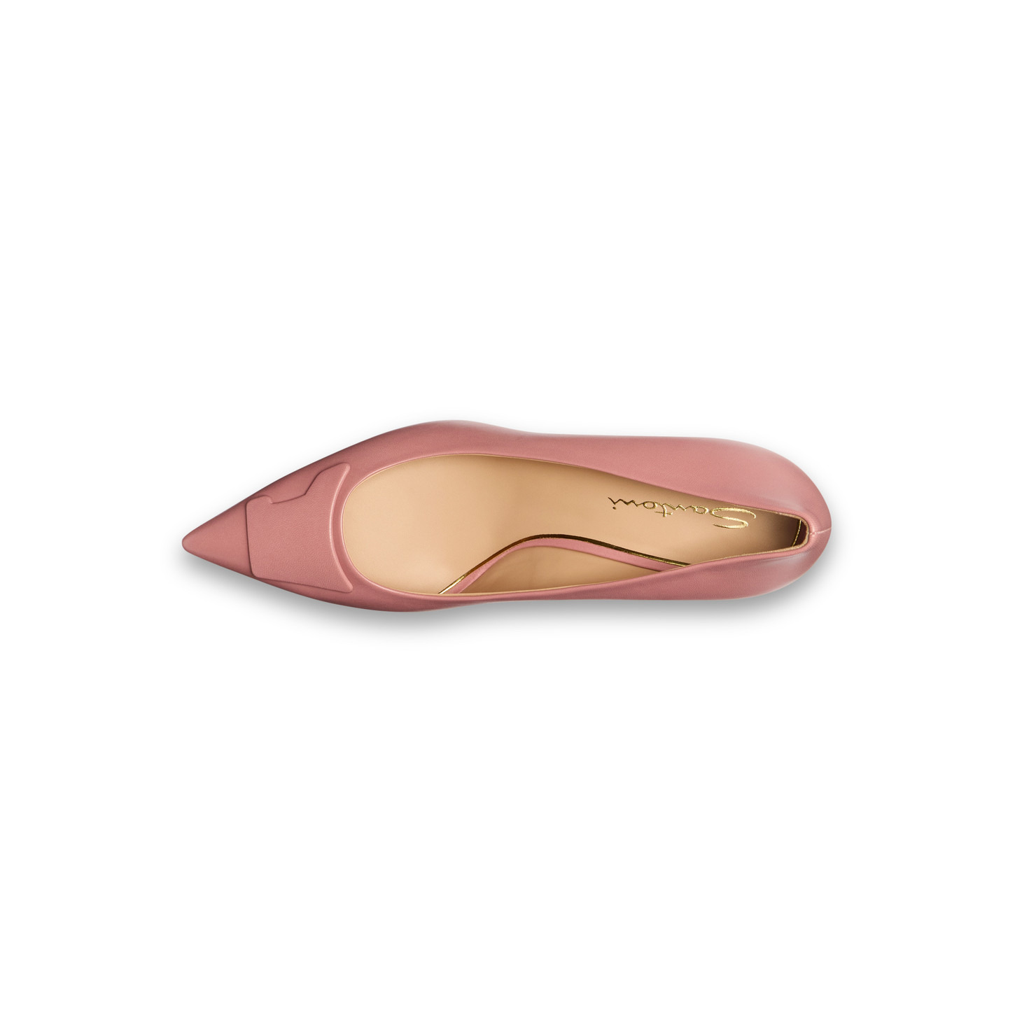 Women's pink leather mid-heel Santoni Sibille pump - 4