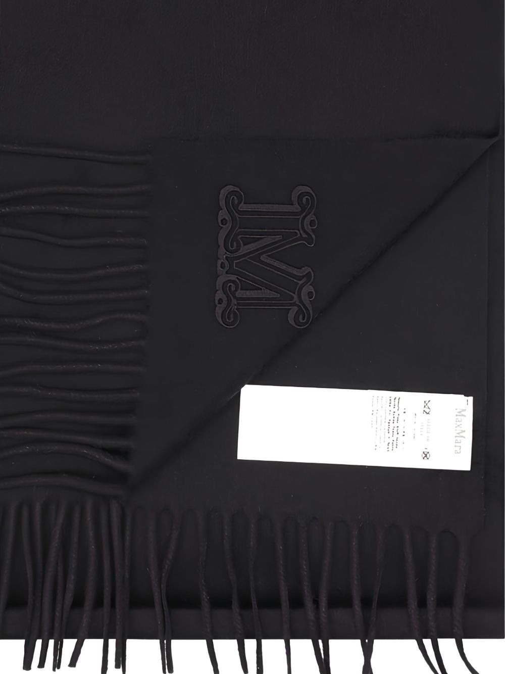embroidered-logo fringe scarf - 2