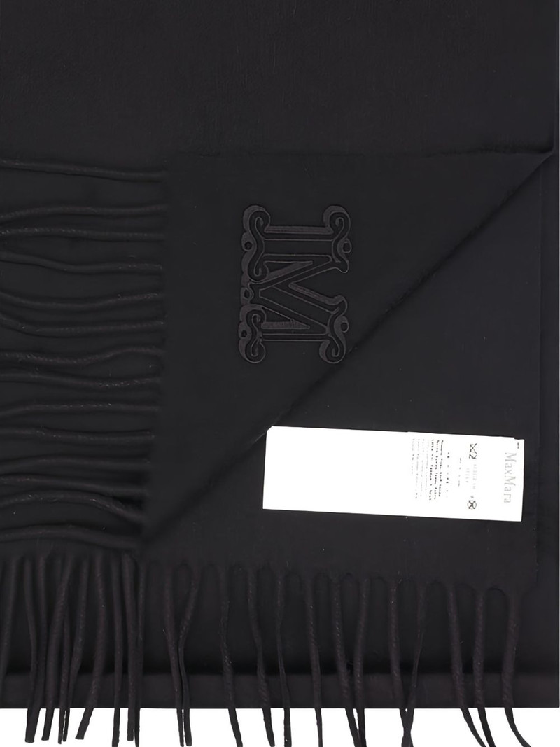 Max Mara embroidered-logo fringe scarf outlook