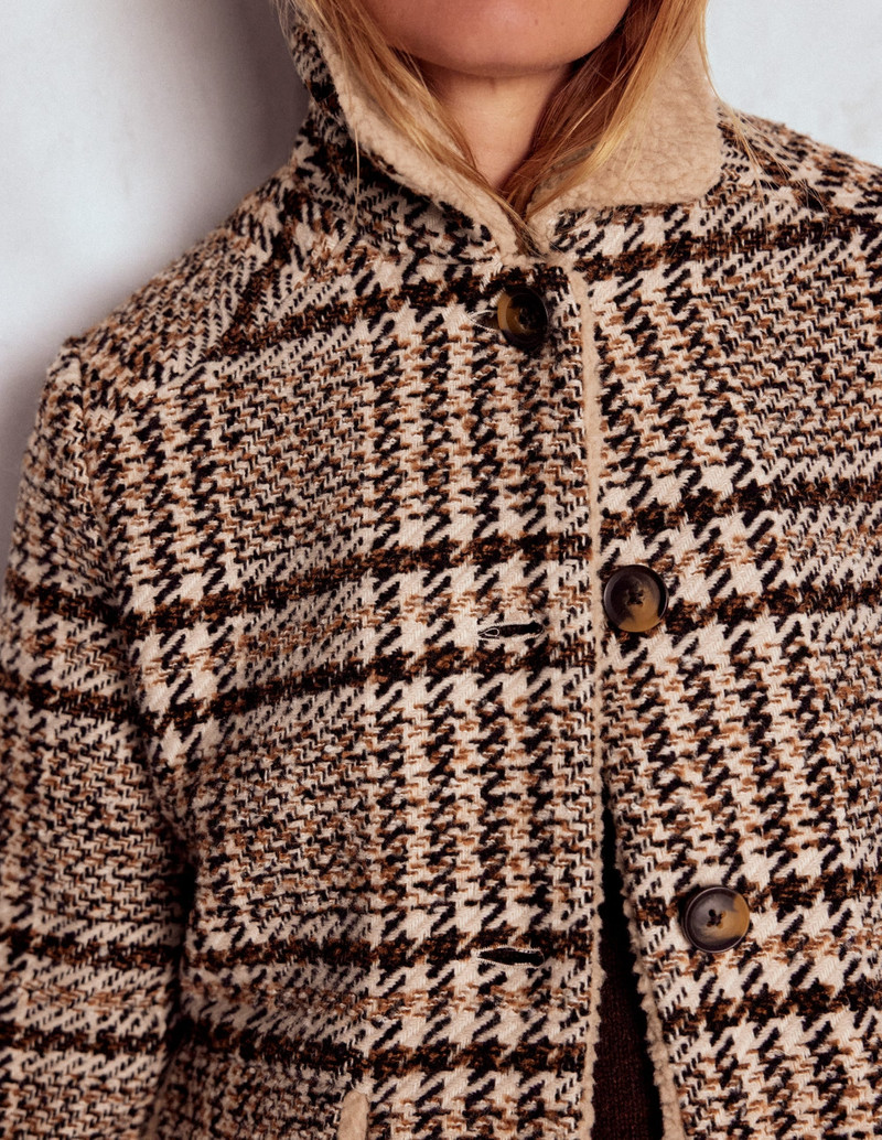 Stirling Check Coat-Ivory, Brown & Black Check 3