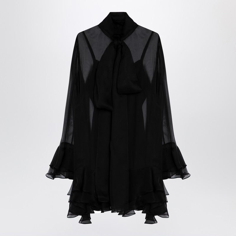 Valentino Semi Transparent Black Silk Dress Women - 2