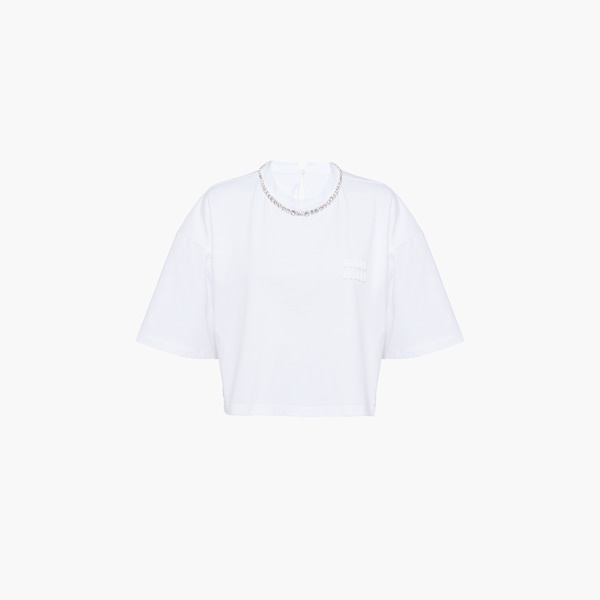 Miu Miu Embroidered cotton T-shirt | miumiu | REVERSIBLE