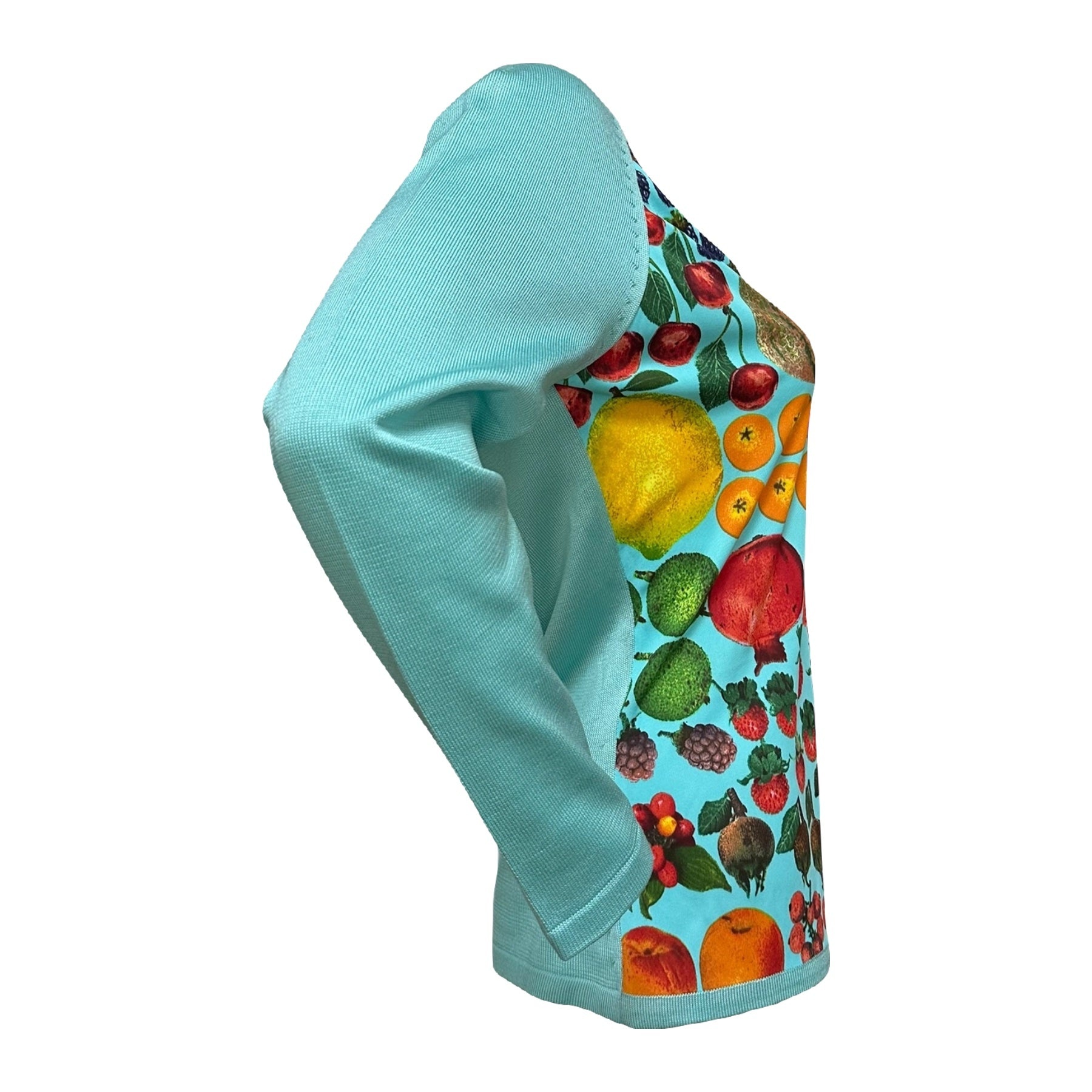 GUCCI Spring Summer 1996 Fruit Print V-neck Knit Pullover - 3