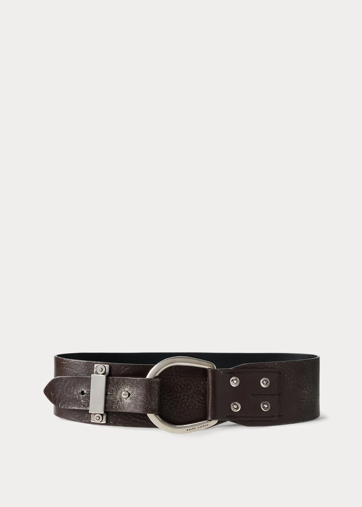 Turn-Back Washed Leather Wide Belt - 1