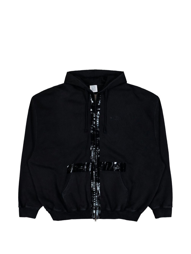taped zip-up hoodie 1