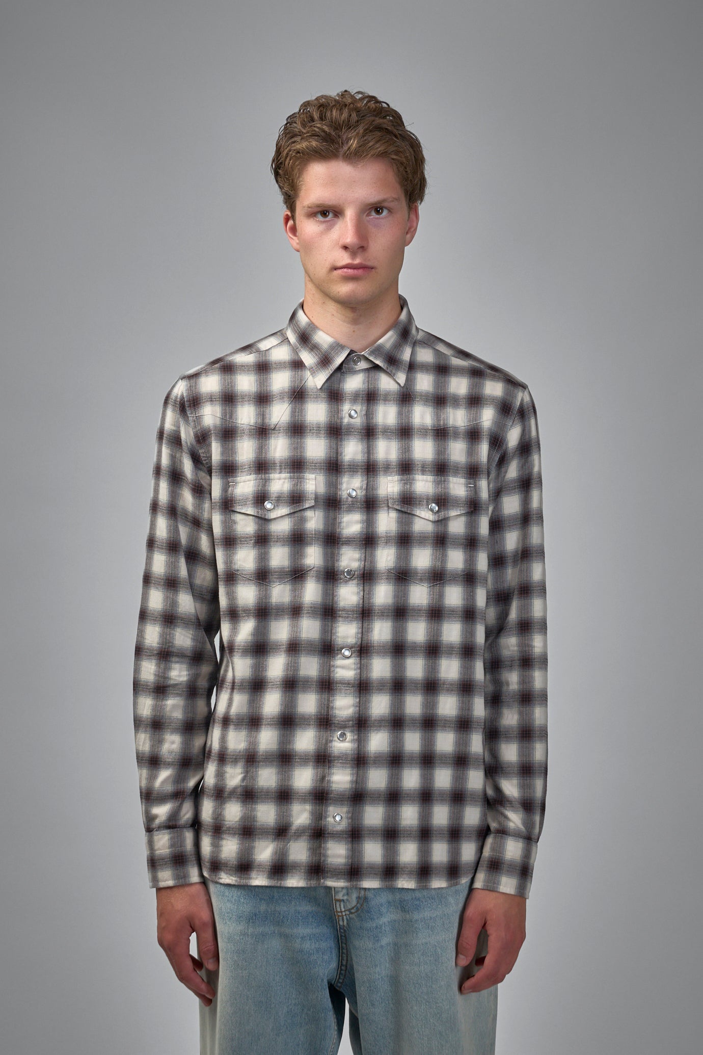Western Fluid Check Slim Fit Western Shirt - 1