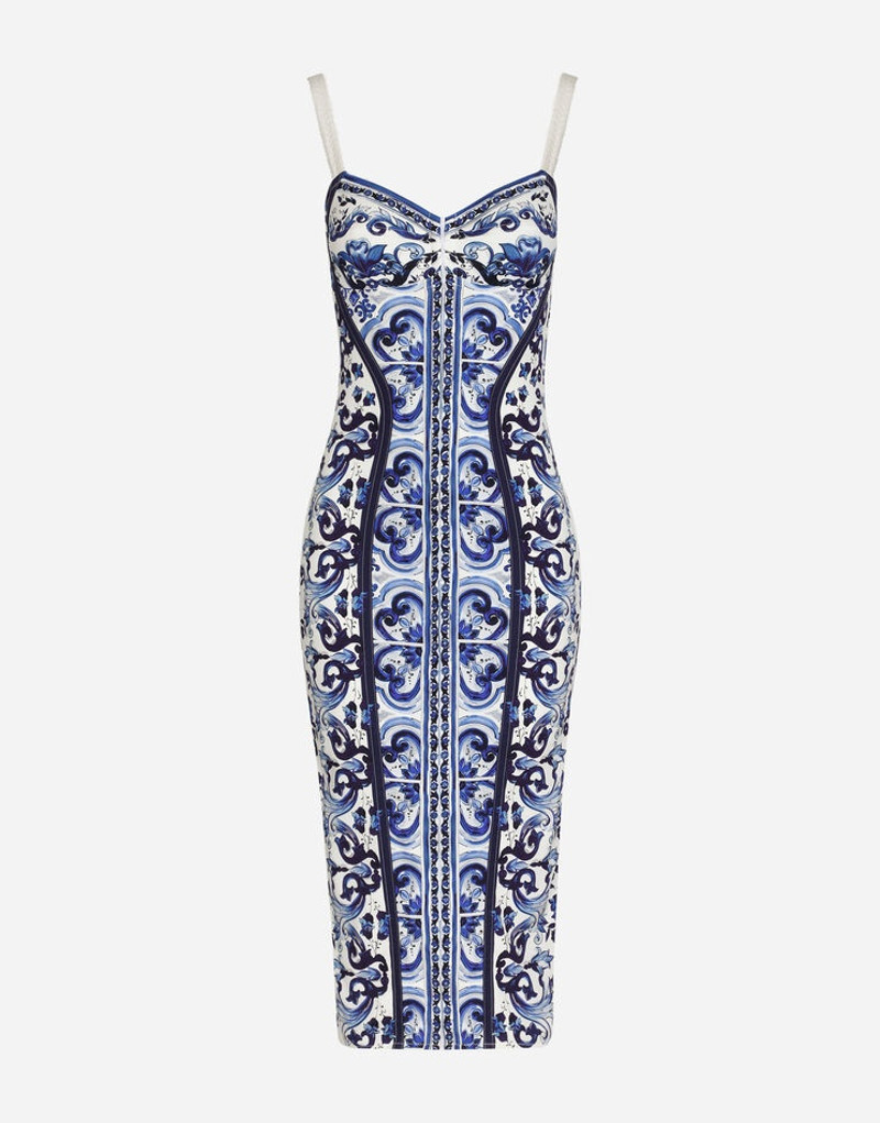 Majolica-print charmeuse bustier dress 3