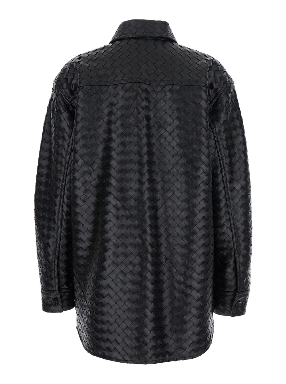 Bottega Veneta Women Black Shirt With All-Over Woven Pattern In Leather Woman - 2