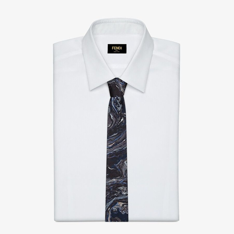 FENDI Gray silk tie outlook