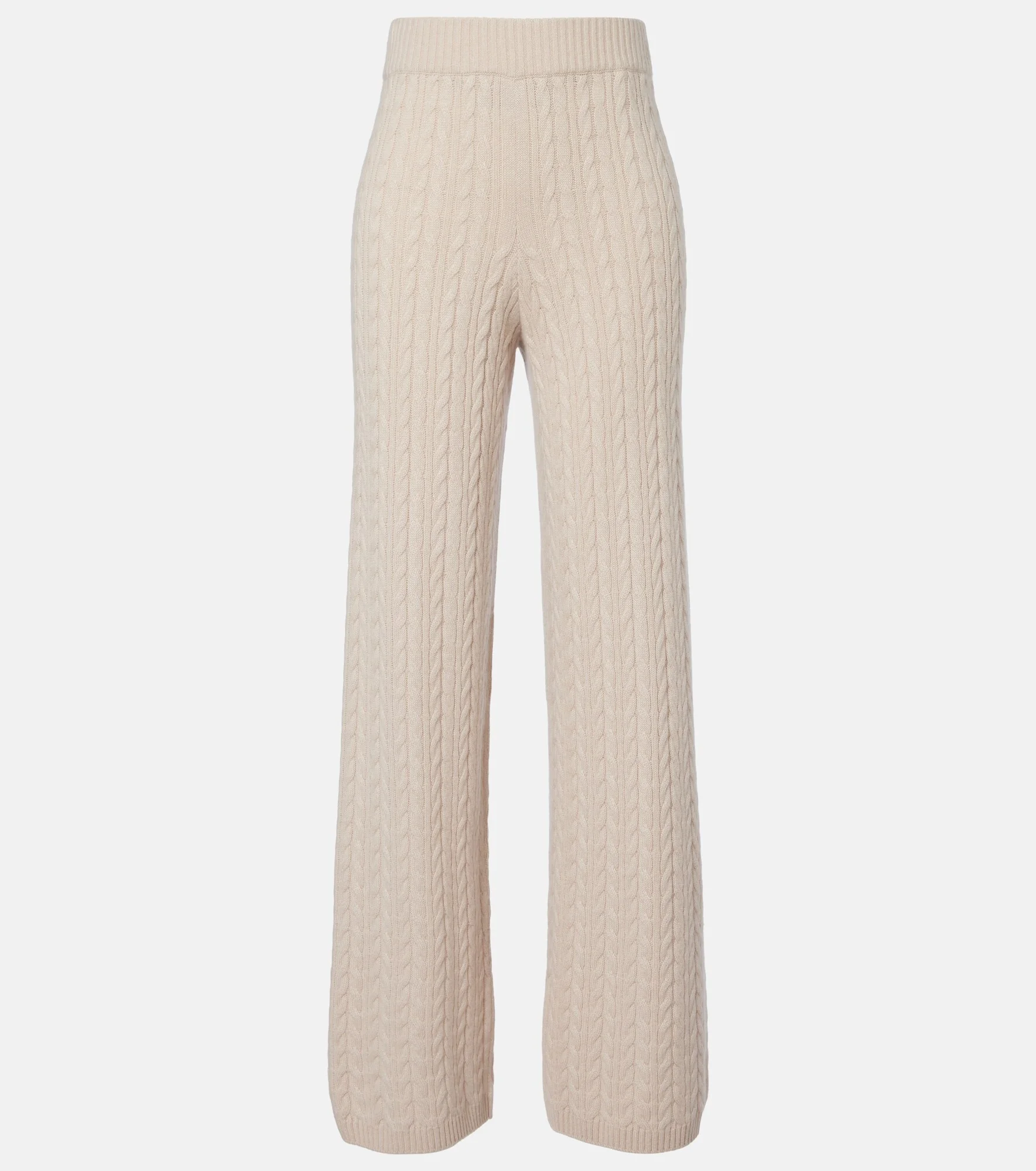 Cable-knit cashmere wide-leg pants - 1