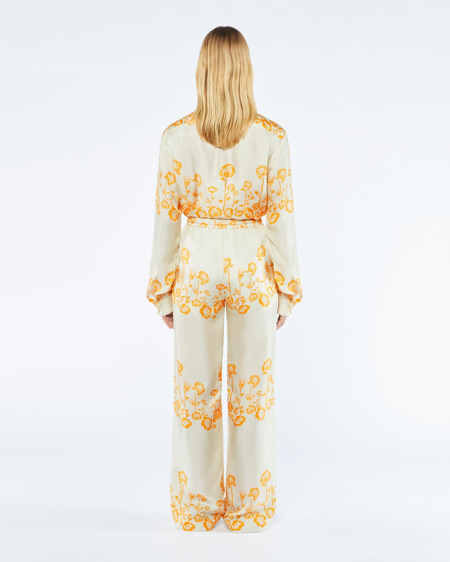 JARINE - Printed twill silk pants - Blockwood floral - 5