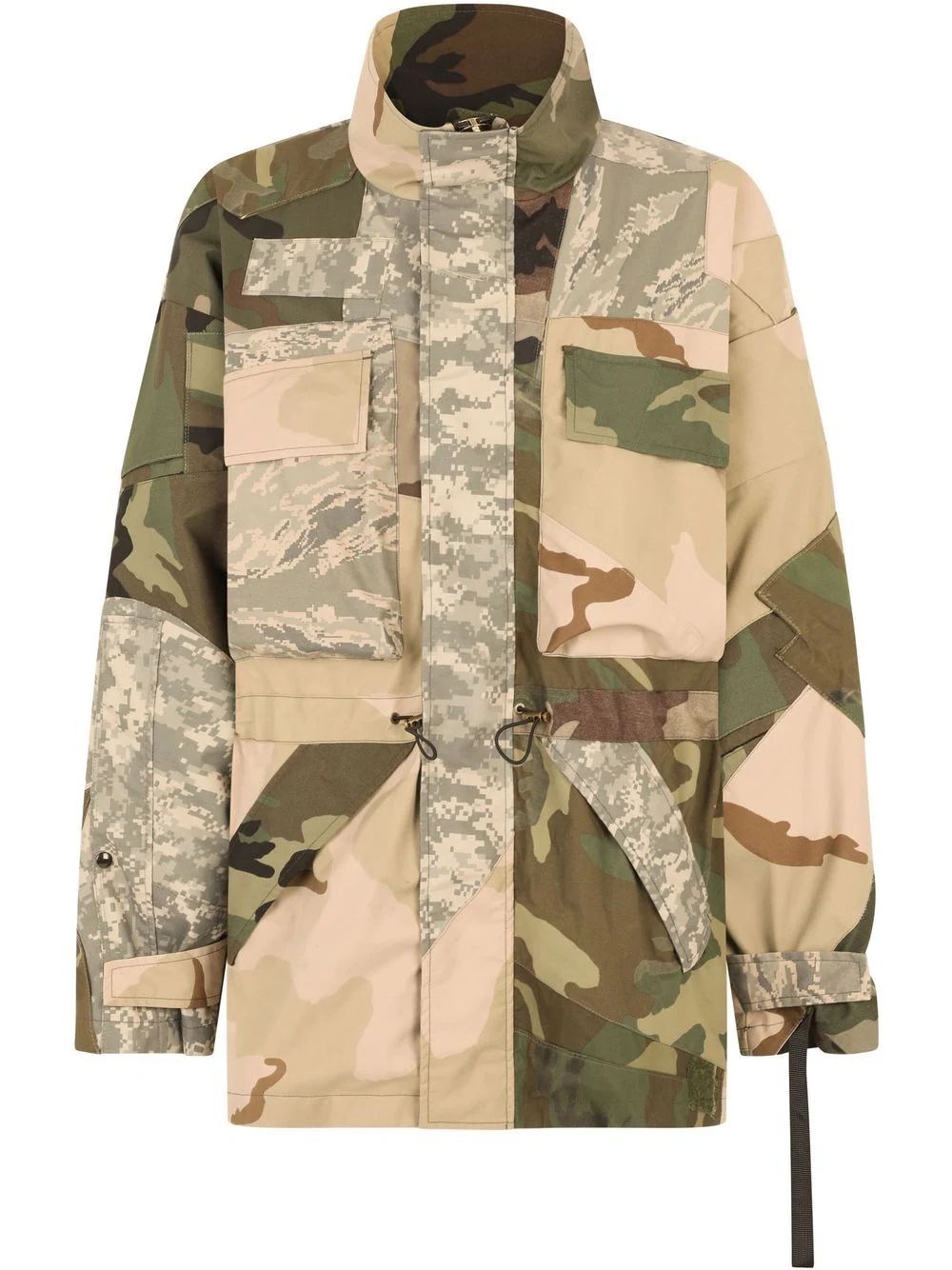 patchwork camouflage high-neck jacket - 1