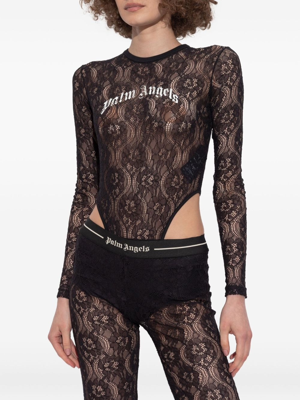lace logo bodysuit - 3