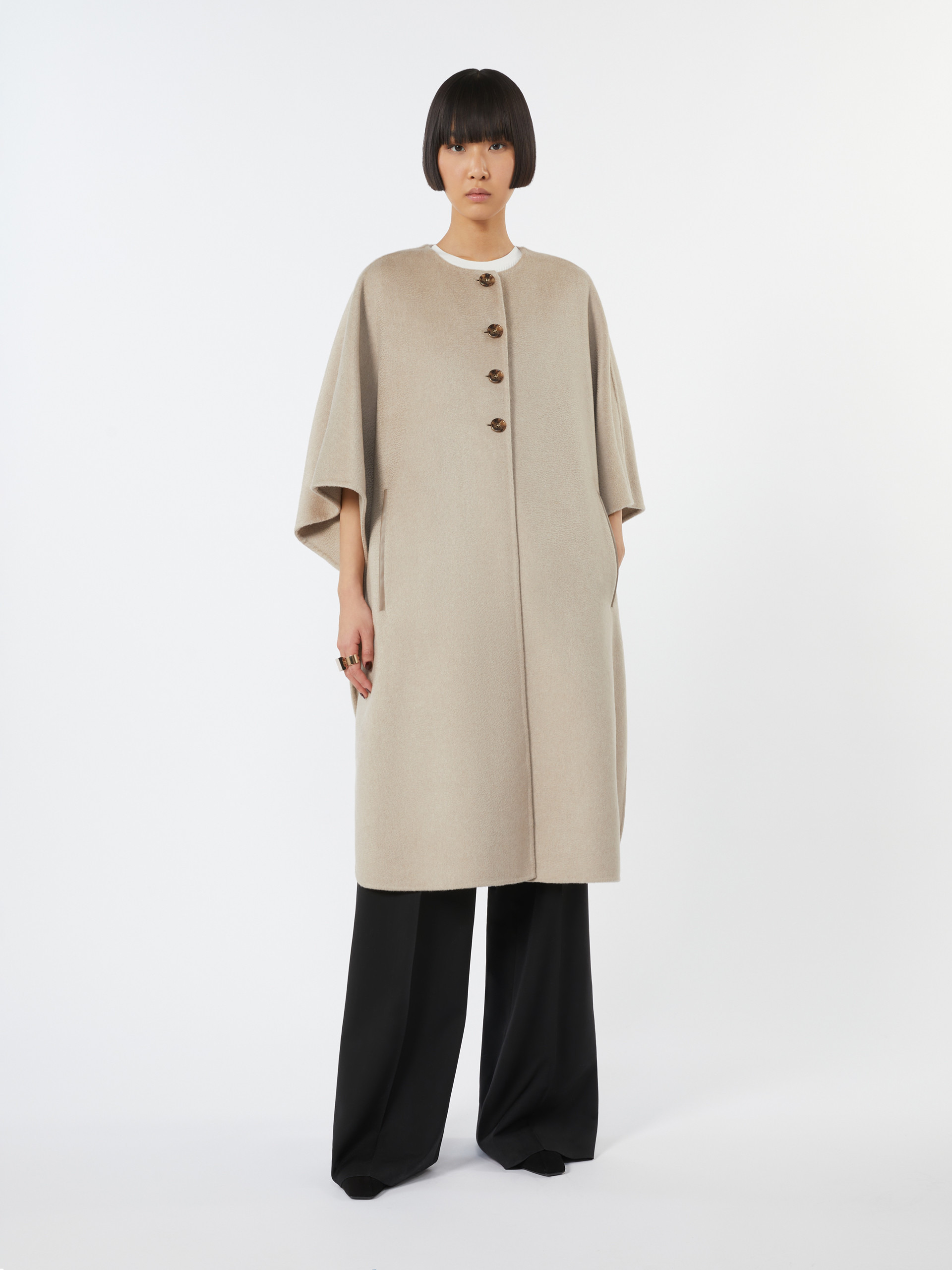 MORIANA Long cape in cashmere drap - 2