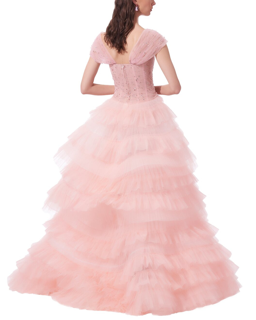 Carolina Herrera Off-Shoulder Pleated Tulle Ruffle Gown - 2