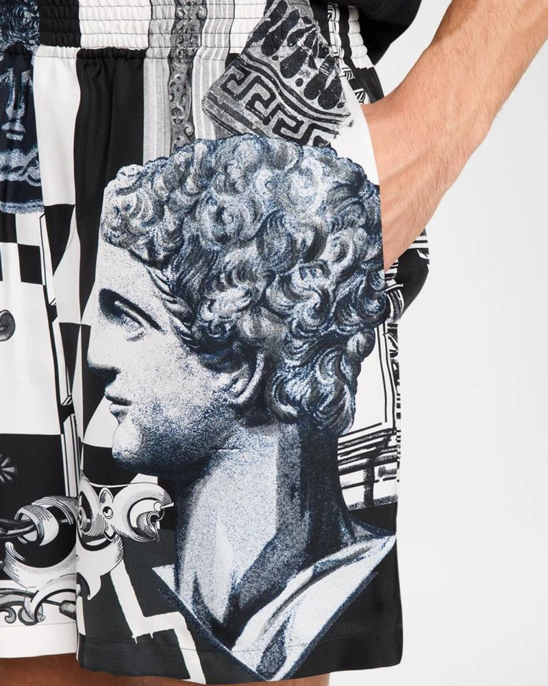 Medusa Collage Silk Twill Shorts 5