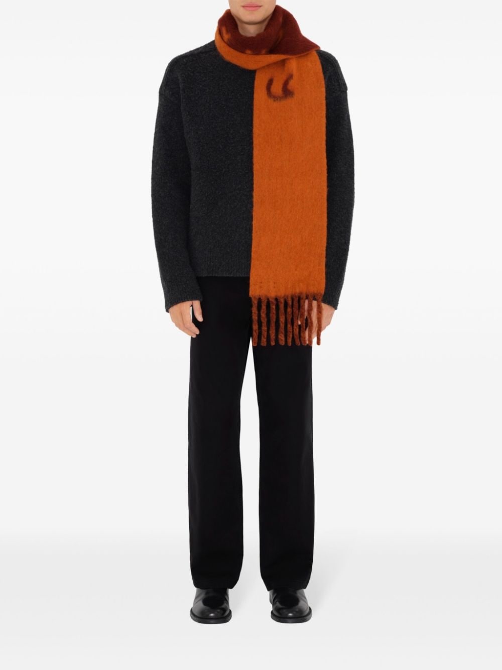 reversible fringed scarf - 7