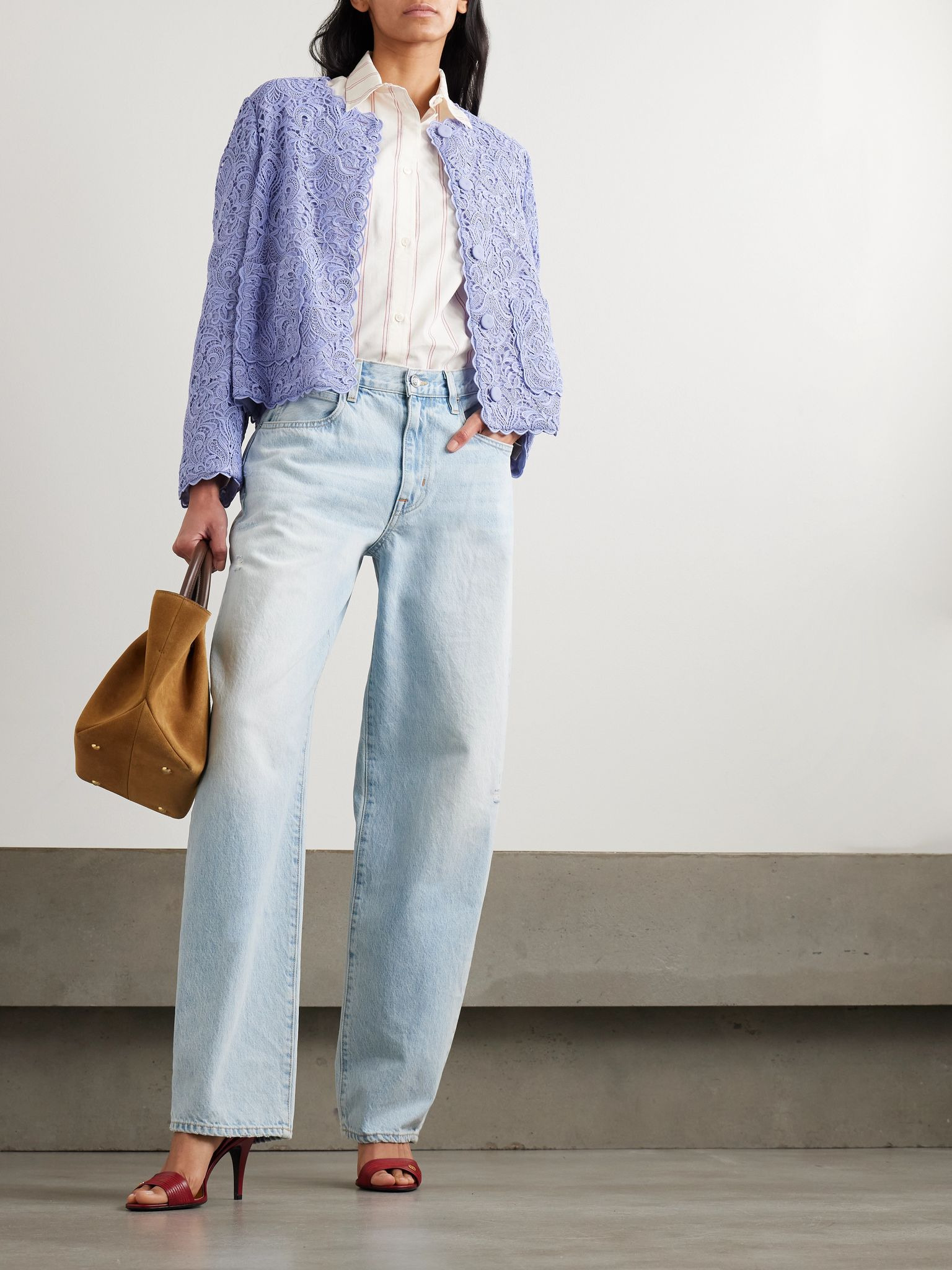 Scalloped corded lace jacket Blue - 2