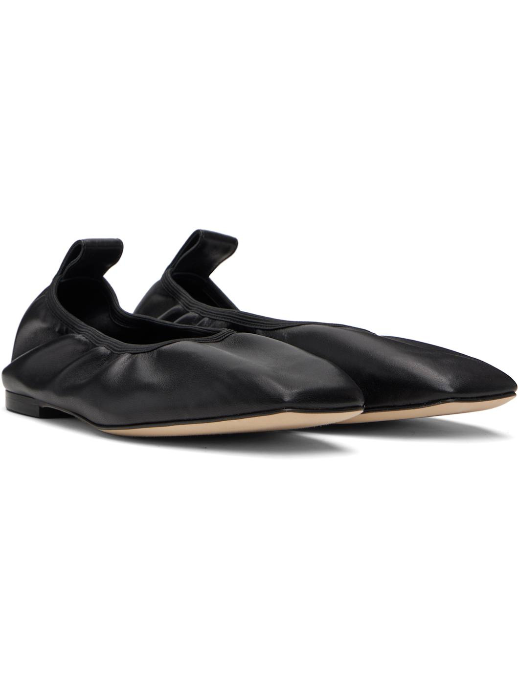 Black Nomi Ruched Ballerina Flats - 4