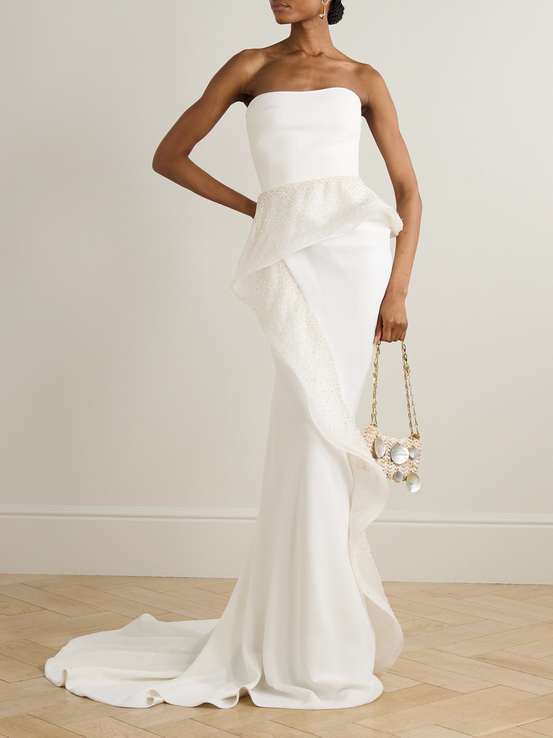 MATICEVSKI Hopeton Strapless Bead-embellished Silk-trimmed Crepe Gown outlook
