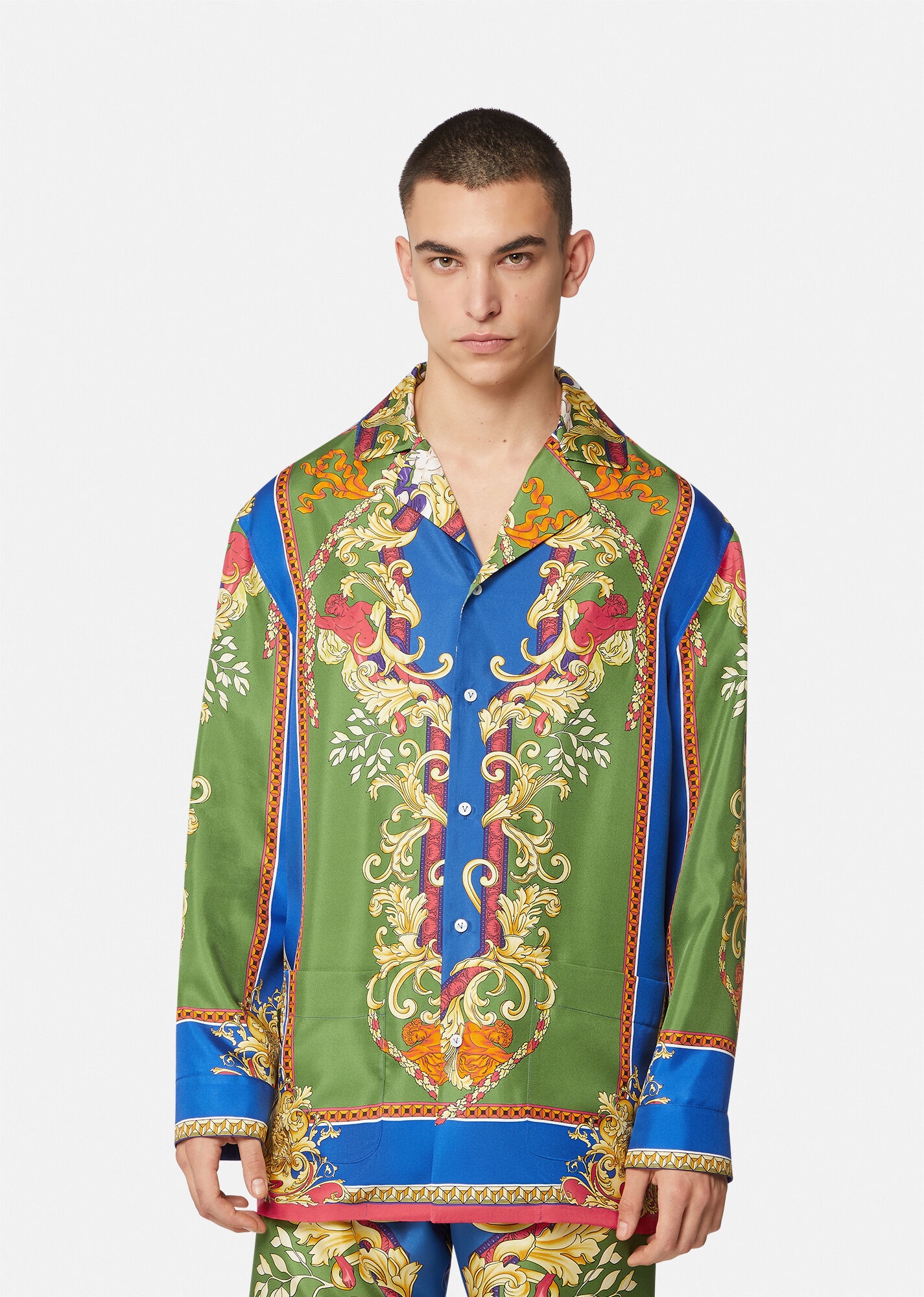 Medusa Renaissance Print Silk Pajama Shirt - 2