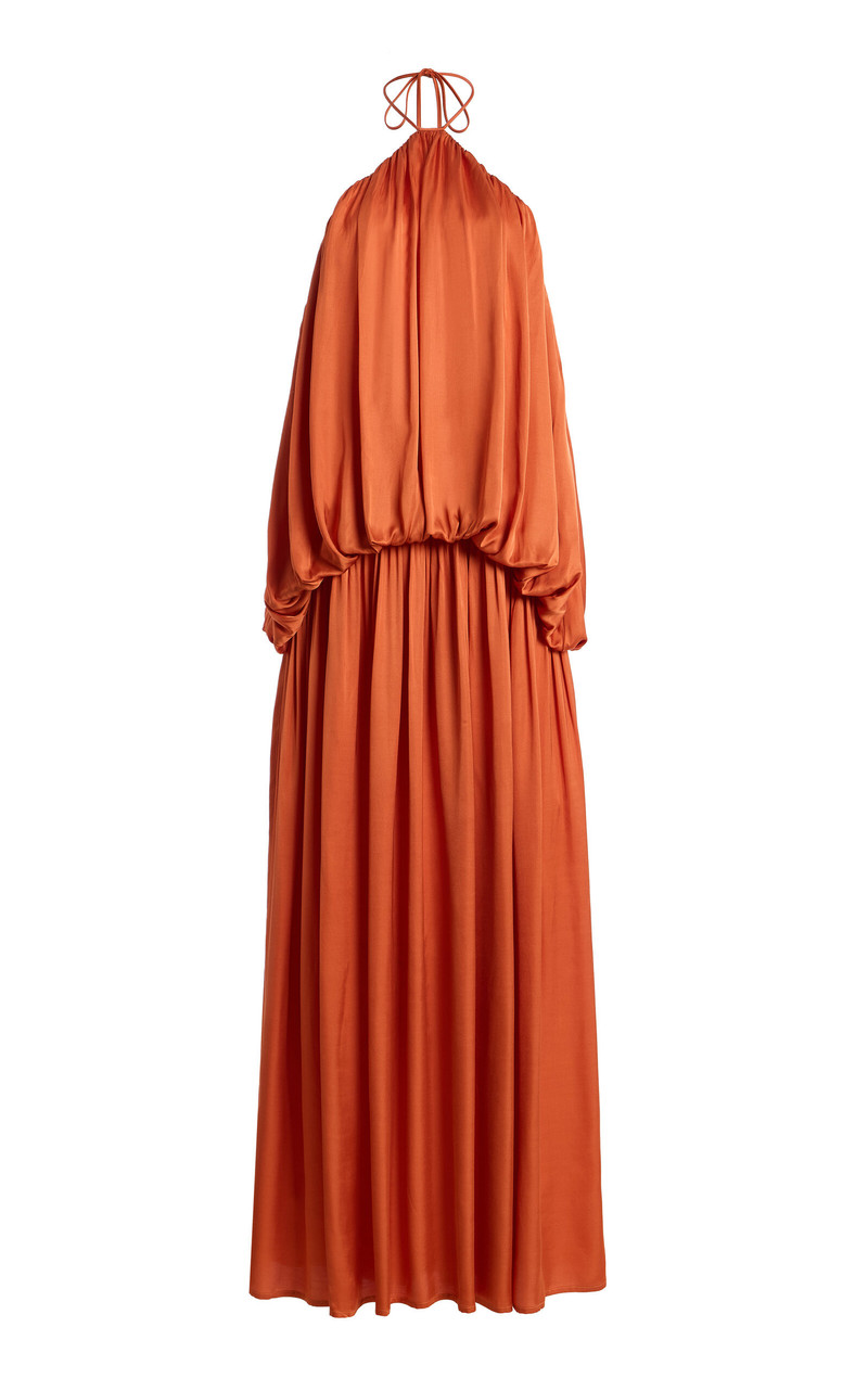 Dreamt Satin Maxi Halter Dress pink 1