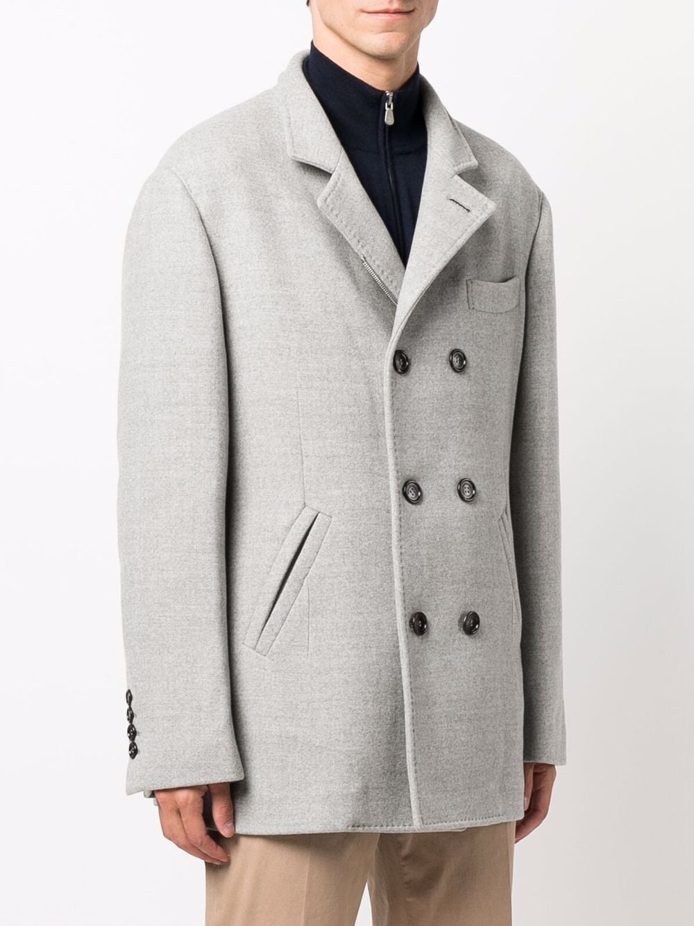 double-breasted cotton-wool coat - 3