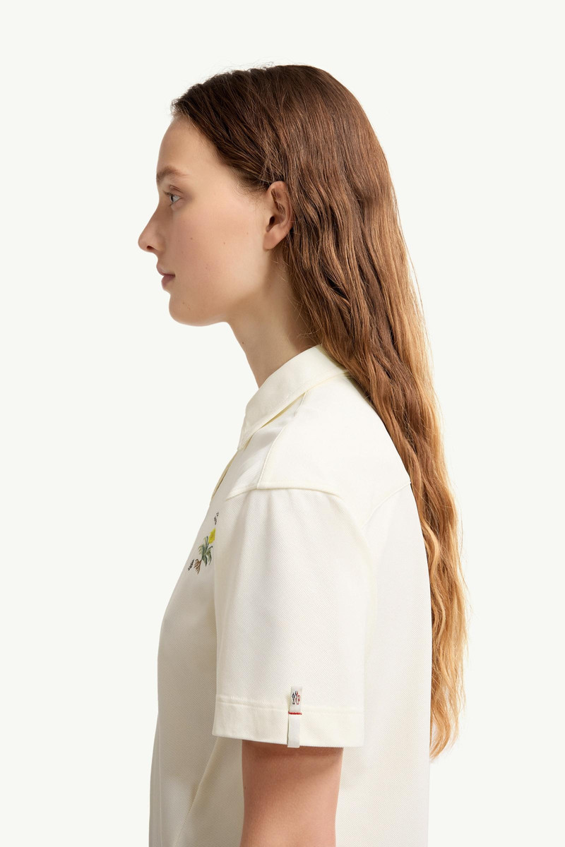 Embroidered Botanical Motif Polo Shirt 3