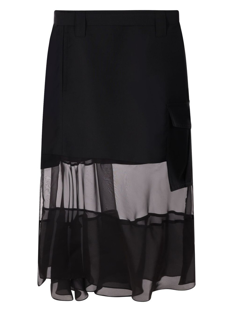 sacai asymmetric midi skirt outlook