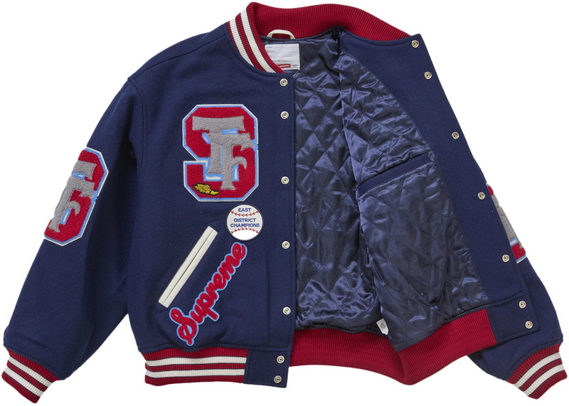 Supreme Supreme Drill Team Varsity Jacket Navy outlook