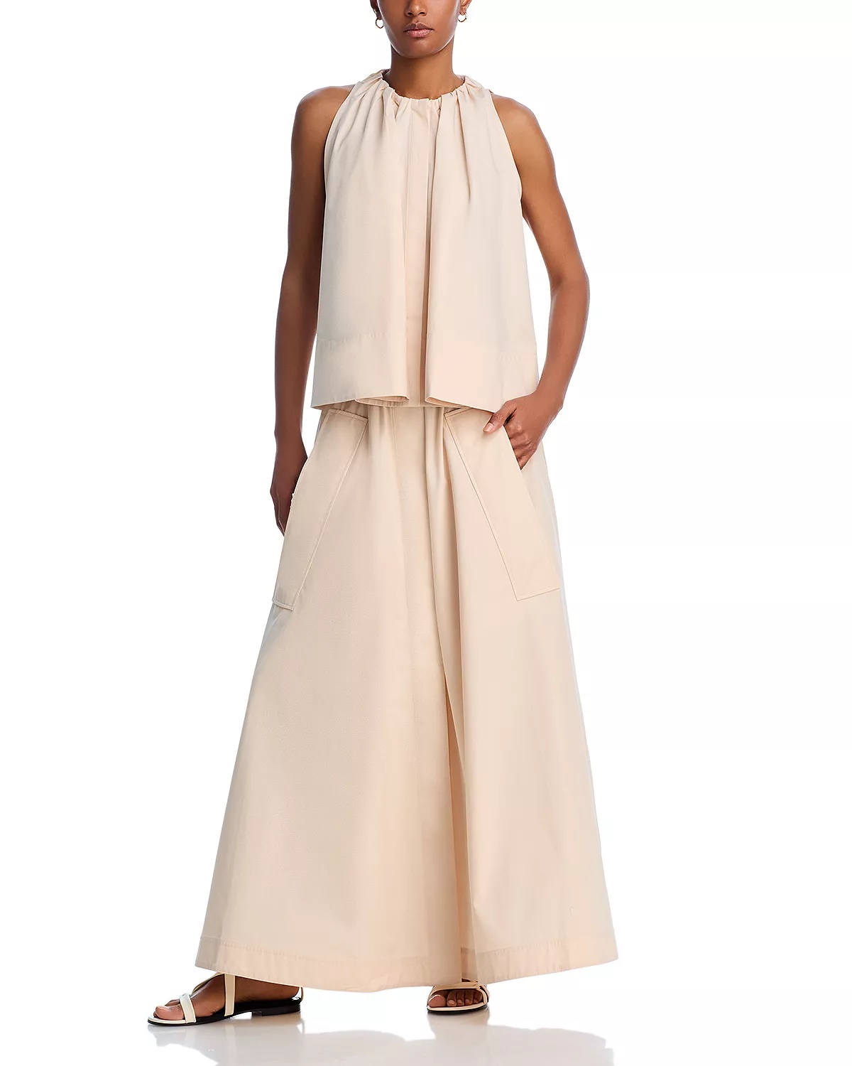 Gathered Cotton Poplin Tunic Top - 2