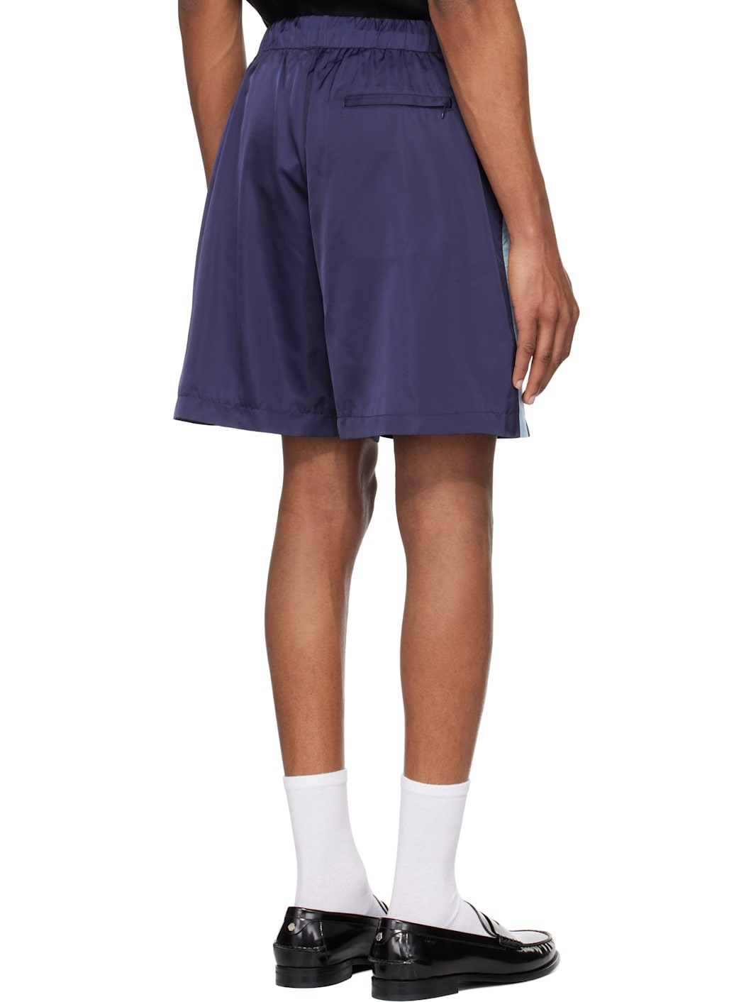 Navy Pinstripe Laurel Track Shorts - 3