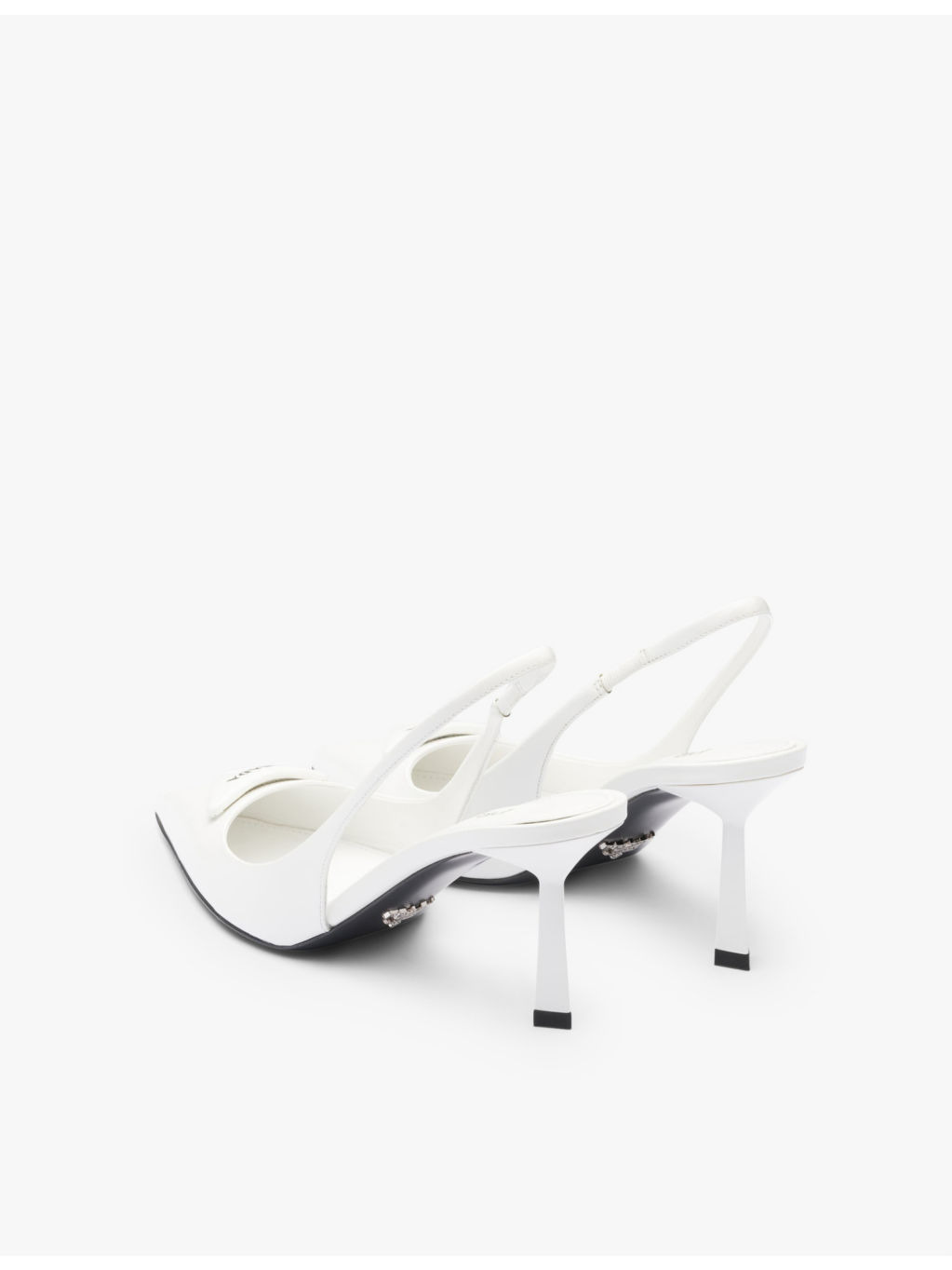 Logo-plaque slingback heeled leather pumps - 4