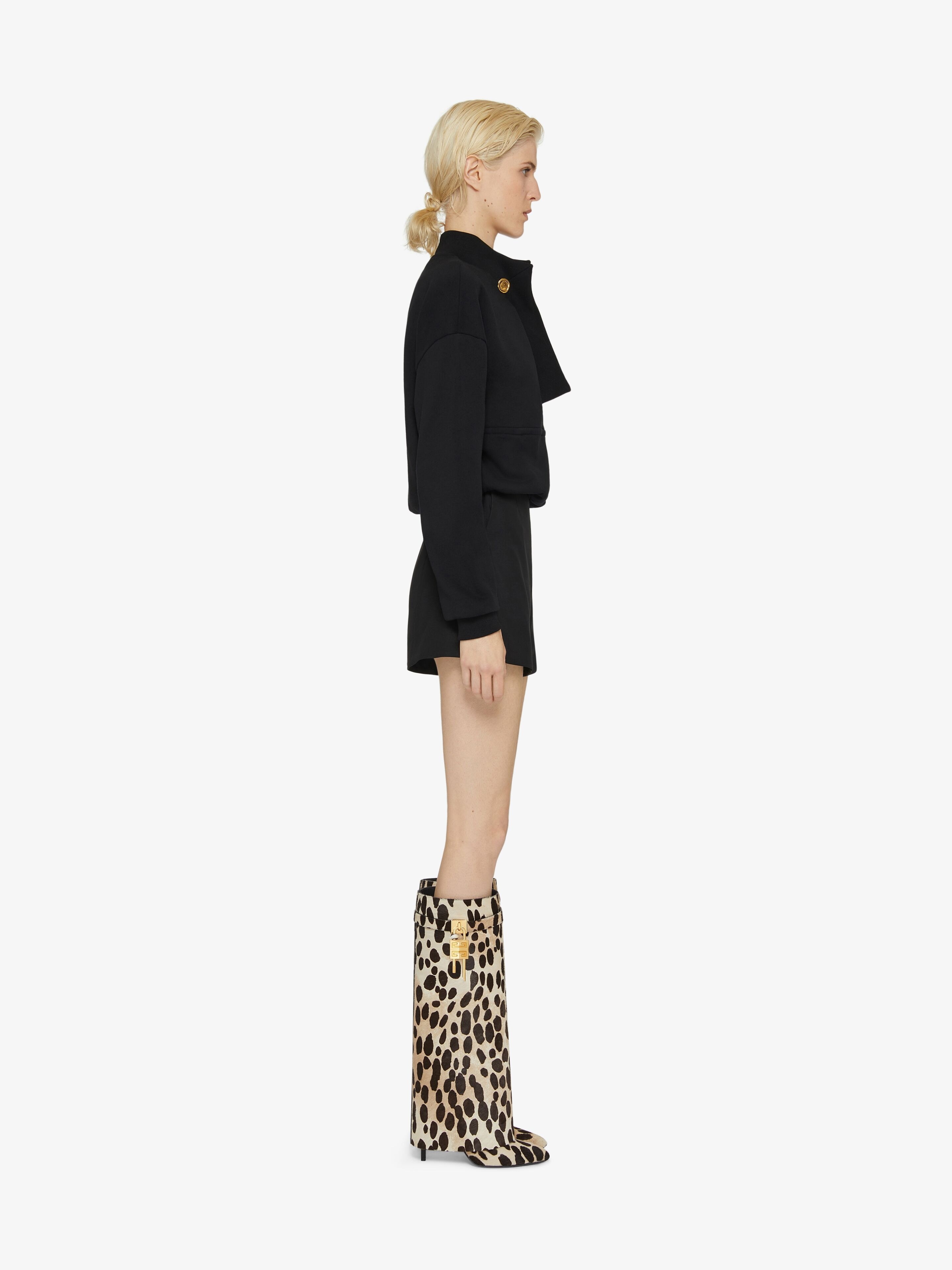 SHARK LOCK STILETTO BOOTS IN PONY WITH LEOPARD PRINT - 2