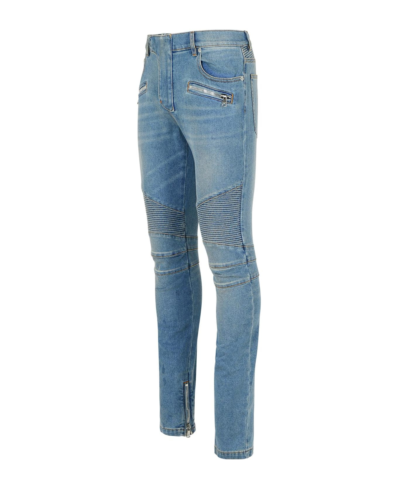 'biker' Blue Cotton Jeans - 2