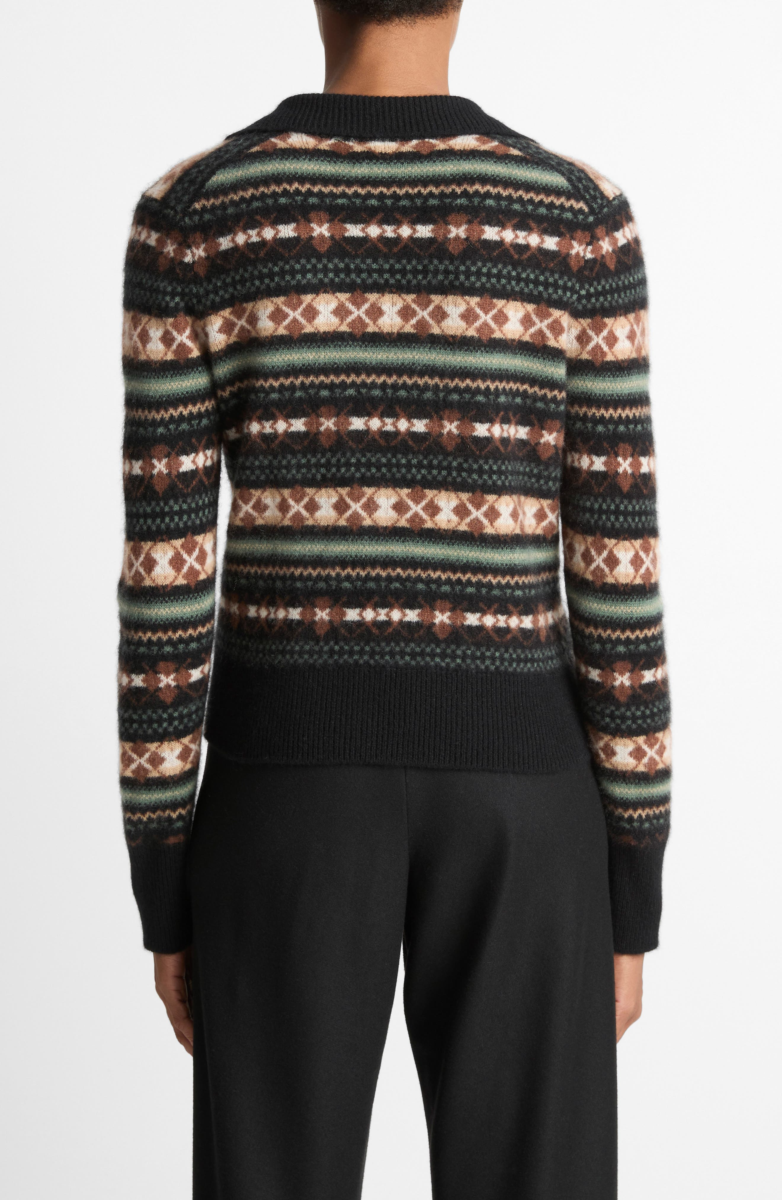 Vince Fair Isle Cashmere Polo Sweater in Cacao/malachite Comb at Nordstrom - 2