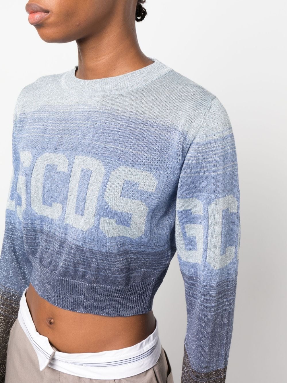 intarsia-knit logo cropped jumper - 5