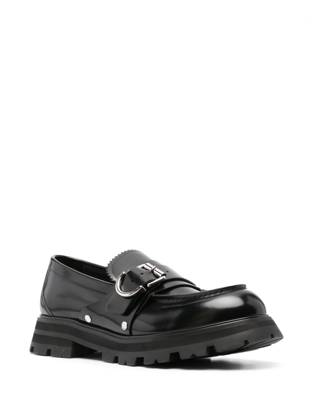 buckle-detail leather loafers - 2