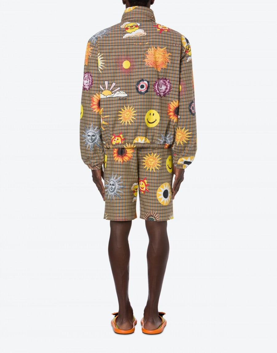ALLOVER SUN SMILEY® PRINT CHECK COTTON WINDBREAKER - 3