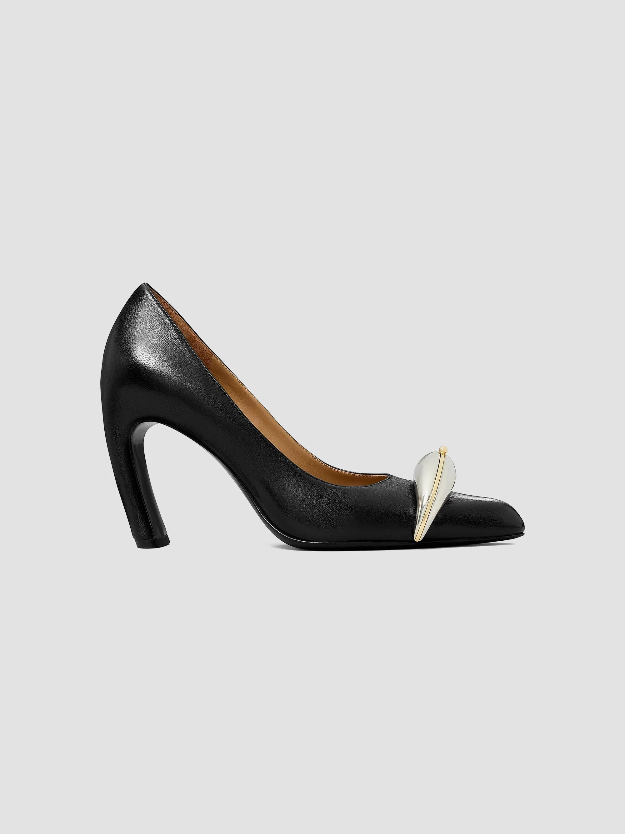 Women's Pierced XL 90MM Leather Pumps - Perfect Black - 1