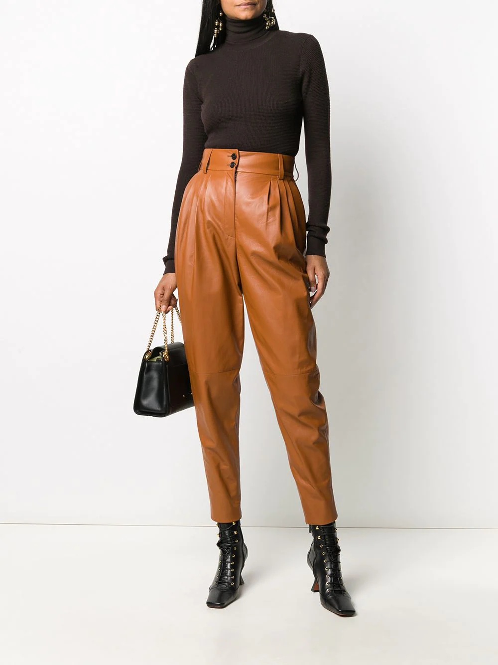 high-waist leather trousers - 2