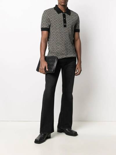 Balmain monogram pattern polo shirt outlook