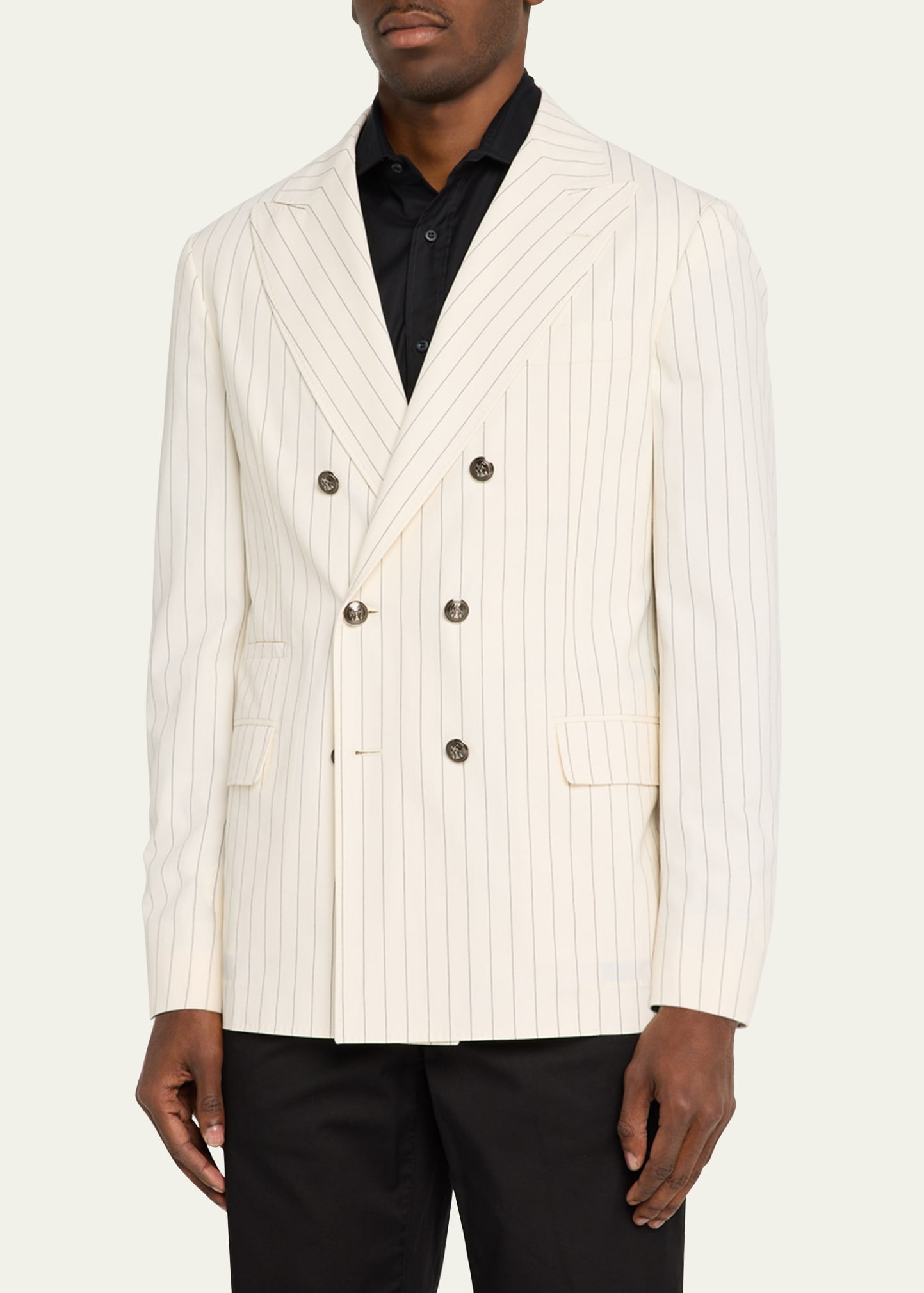 Men's Double-Breasted Pinstripe Sport Coat - 4