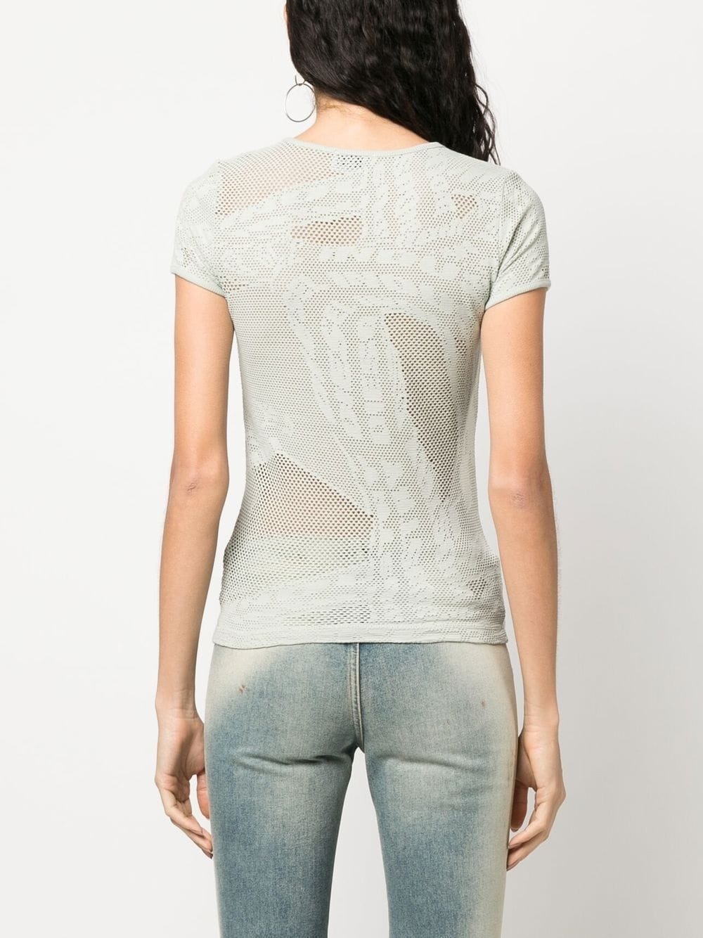 mesh-detailing knitted T-shirt - 4