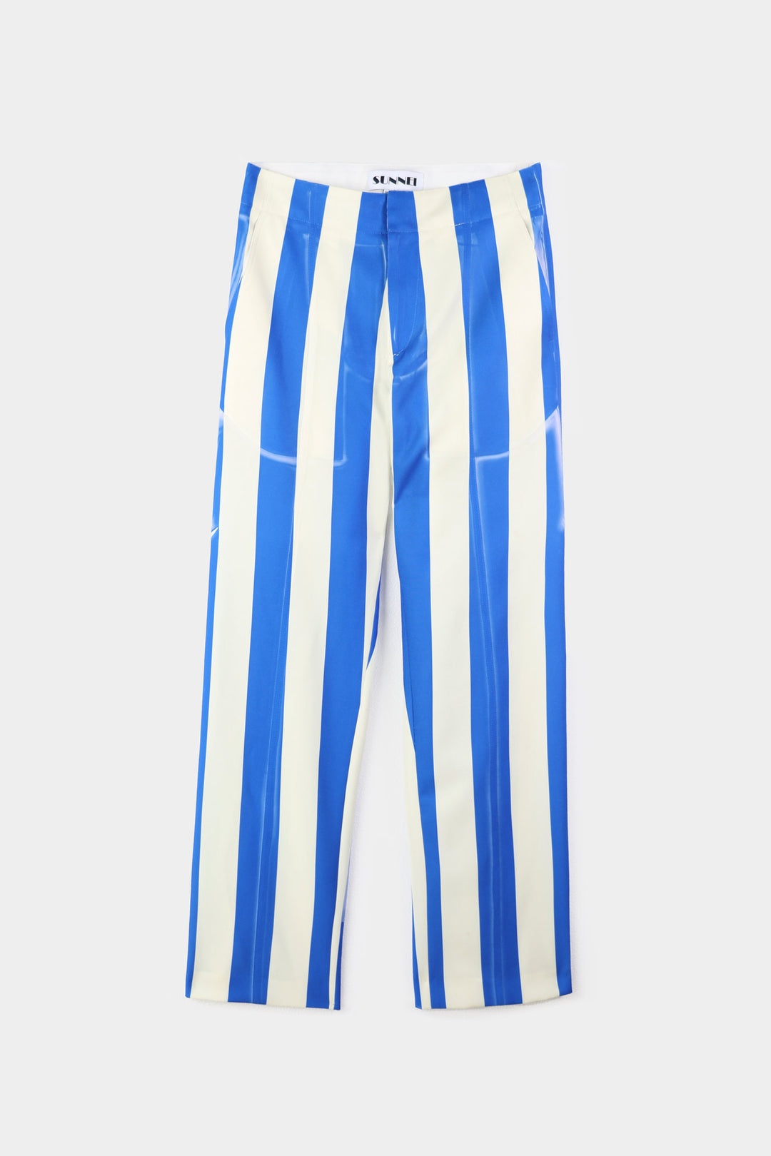 DOPPIO STRAIGHT PANTS / blue and beige stripes - 1